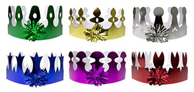 Folat - Meerkleurige Holografische Kroontjes Luxe - 6 stuks