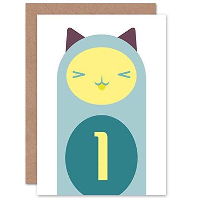 Wee Blue Coo CHILD BIRTHDAY CAT 1 ONE YEAR OLD NEW ART GREETINGS GIFT CARD