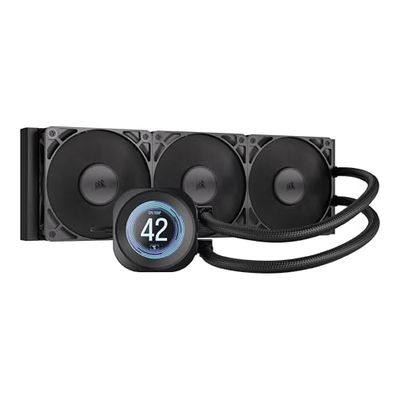 CORSAIR NAUTILUS 360 RS LCD Liquid CPU Cooler – 2.1" IPS LCD Screen, 360mm AIO, Low-Noise, Daisy-Chain, Intel LGA 1851/1700, AMD AM5/AM4 – 3x RS120 Fans Included – Black
