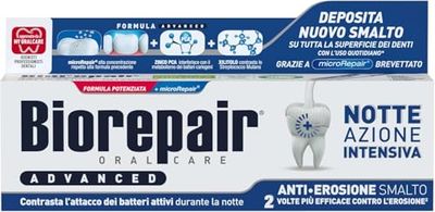Biorepair, Zaawansowana pasta do zębów, intensywna noc przeciw erozji, 3 opakowania po 75 ml, chroni i naprawia szkliwo zębów, antybakteryjna, z MicroRepair, cynkiem PCA i ksylitolem, zapewnia świeży