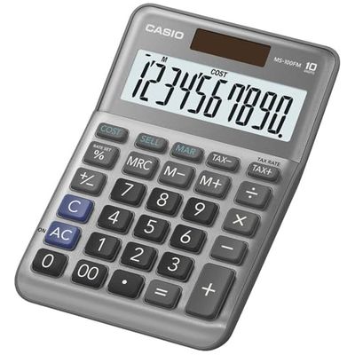 Casio MS-100FM Calcolatrice da tavolo, Display a 10 Cifre, Calcolo Profitto, Calcolo Imposte