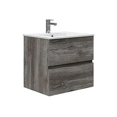 Baikal Mobile da bagno Onyx. Sospeso a parete, con lavabo in ceramica. Varie finiture e misure. Mobile montato. 2 CASSETTI 50 Vintage