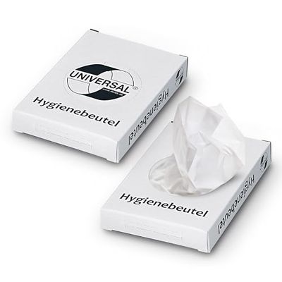 DEISS Bolsas Higiénicas Desechables 250 Unidades – Blancas, Resistentes, Discretas – Bolsas para Desechos Femeninos y Baños Públicos – Uso Sanitario