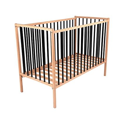Lit Remi, 60cm x 120cm Taille, Bicolore Noir et Naturel