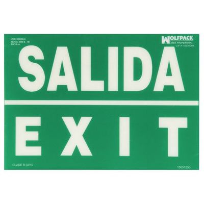 Cartaz / sinal fluorescente saída Exit 30 x 42 cm.
