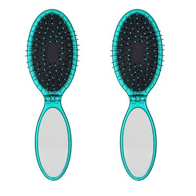 Wet Brush Pop and Go Lot de 2 brosses à cheveux démêlantes de voyage – Poils IntelliFlex ultra doux qui glissent facilement à travers les nœuds – Sans douleur – Tous types de cheveux