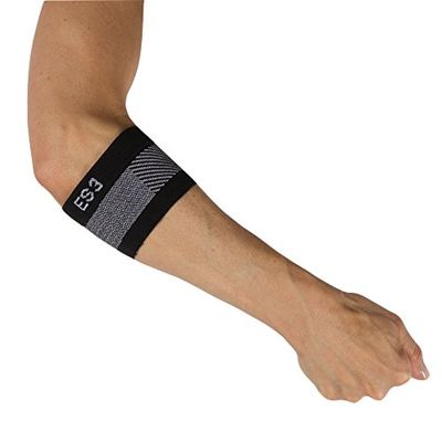 Orthosleeve® ES3 Elbow Sleeve | Black Size XL| Exclusive 3 Zone Compression Technology® | Swelling, Arthritis, Tennis & Golfers Elbow Pain Relief | Lightweight Strap | Boosts Circulation