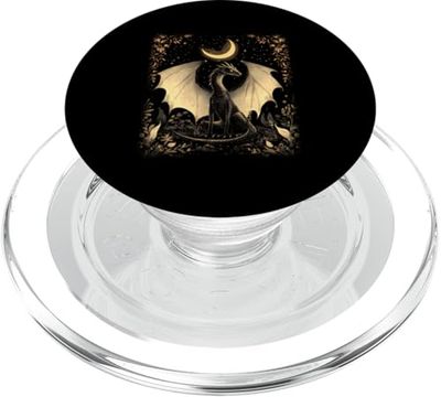 Dragón Luna Creciente Encantado PopSockets PopGrip para MagSafe