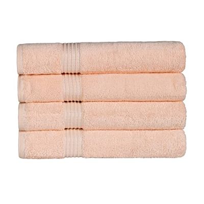 Superior Lot de 4 Serviettes de Bain Douces en Coton égyptien pour Douche, Bain, Spa, hôtel, AirBnb, Appartement ou dortoir, séchage Rapide, absorbantes, Basiques de la Salle de Bain (pêche)