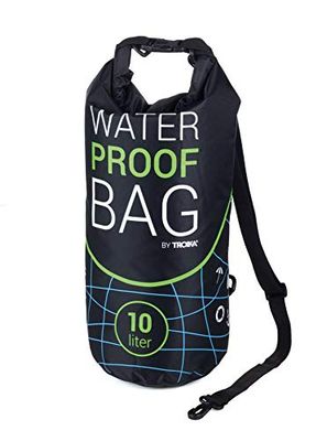 Troika outdoortas voor watersport, vissen, zwemmen, wandelen, kamperen, waterdichte tas, zwart