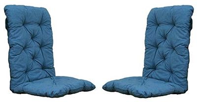 Chicreat Cojines para sillas de respaldo alto, 120 × 50 × 8 cm, azul/gris (juego de 2)