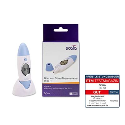 Scala SC 53 Thermomètre numérique infrarouge fièvre frontal, tempes et oreilles