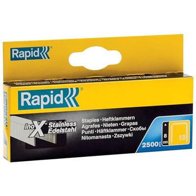 RAPID - Agrafes à fil fin n°13 – 8 mm – Acier galvanisé – Longueur de jambe 8mm – Pointes biseautées – Blister de 2500 agrafes – Poids : 0,11 kg - (11835626)