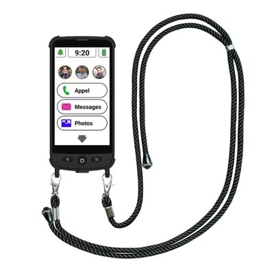 swissvoice - Smartphone S510-M + Cavo Magnetico di Ricarica + Custodia Protettiva con Cordino - Facile da Usare - Tasto SOS - Smartphone 4G per Anziani - Sbloccato - Nero
