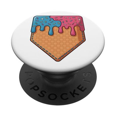 Baseball Ice Cream Drip Baseball Home Base Plate Dripping PopSockets PopGrip Adhesivo