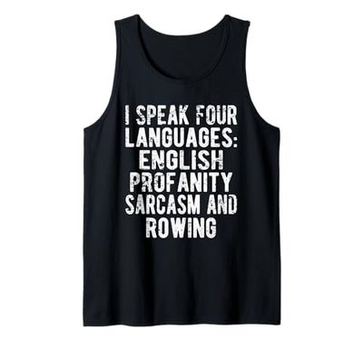 Divertente design umoristico con scritta "I Speak Four Languages Rowing" Canotta
