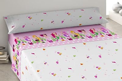 Degrees home - Sirena - Lenzuola per bambini da 105 x 190 - Set di lenzuola per bambini da 105 x 190 - lenzuola 50% cotone 50% poliestere - 3 pezzi - rosa