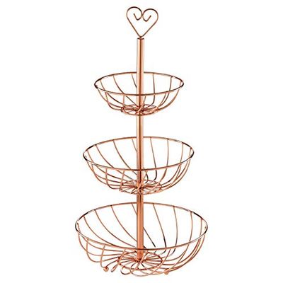 Premier Housewares 507546 Kuper 3-Tier Fruit Basket - Rose Gold , 33 cm