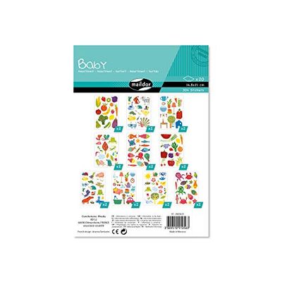 Maildor AE056O - Un sachet de gommettes Baby 20 planches 14,8x21 cm, Thèmes assortis (304 stickers)