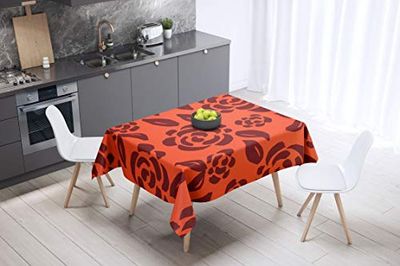 Bonamaison, Antimuffa, Antimacchia, Asciugatura rapida, Impermeabile, Lavabile in lavatrice, 100% Poliestere, Tovaglia Moderno, Arancione Bordeaux, 140 x 140 Cm - Progettato e Prodotto in Turchia