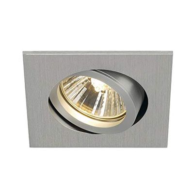 SLV Alluminio New TRIA 68 Quadrato Stelo, faretto soffitto, Lampada a Incasso LED, Illuminazione per Interni / GU10 50W 0 W