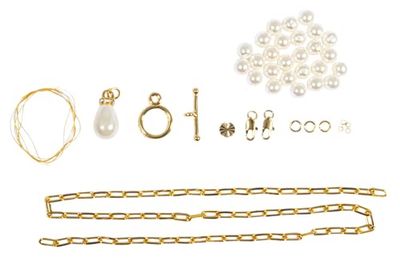 Rayher BP Cadena Click & Match, 2en1:Collar+Pulsera, con Perlas Cristal, Oro, 15413616