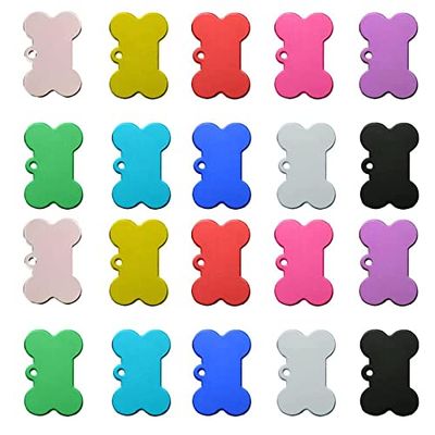 MoK 20 Pièces Vierges en Aluminium Pet Tag, Medaille pour Chien, Médaille Chien Personnalisé Étiquettes, pour Chiens et Chats de Taille Moyenne à Grande