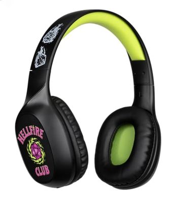 Konix Stranger Things Casque Audio sans Fil Bluetooth 5.3 PC, Smartphones, tablettes - Microphone - Autonomie 30 h - Câble Jack 3,5 mm - Noir et Jaune