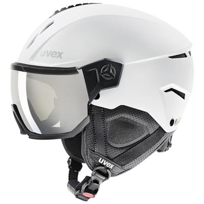 uvex instinct visor, casco de esquí robusto unisex, con visera, ajuste de talla individualizado, white-black matt, 59-61 cm