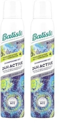 Batiste Shampooing Sec, 24h Active, Rafraichit les Cheveux et Apporte du Volume, Au Contact de la Transpiration,Parfum de Fraicheur pendant 24h,Absorbe Excès de Sebum, Sans Résidus,Sans Rinçage, 200ml