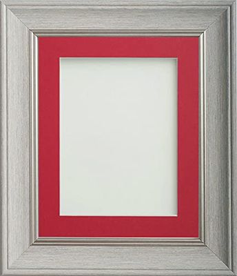 Frame Company Drummond Pale Grey Photo Frame, Red Mount, 16x12 for 13x9 inch, fitted with perspex