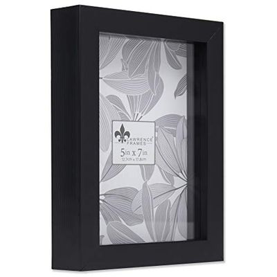 Lawrence Frames Shadow Box Frame, Polystyrene, Black, 5x7