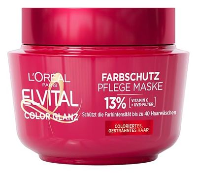 L'Oréal Paris Elvital Hair Treatment for Longer Colour Shine, for Coloured, Tinted or Highlighted Hair, Intensive Treatment with Peony Extract and UV Filter, Colour Shine Colour Protection Care Mask,