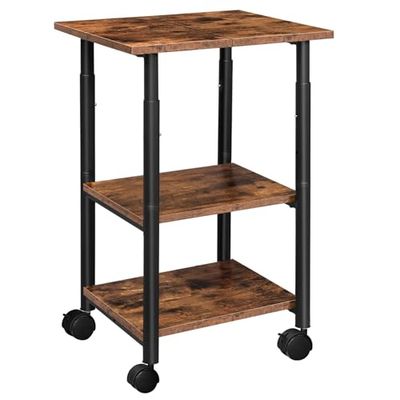 HOOBRO Printertafel, printerwagen met 3 niveaus, in hoogte verstelbaar, eenvoudig te monteren, 48,5 x 40 x 67 cm, voor kantoor, school, thuis EBF03PS01