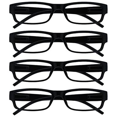 The Reading Glasses Company La Société Lunettes De Lecture Noir Léger Confortable Lecteurs Valeur Pack 4 Hommes Femmes RRRR32-1 +1,00