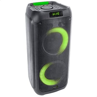 Ibiza - LYRA400 - Altoparlante a batteria 2x6,5"-300W con woofer illuminato, Bluetooth, Micro-SD, AUX e USB - Nero