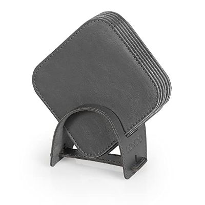 Londo Posavasos de Cuero (Set de 6) – Elegantes y Resistentes Posavasos con Superficie Lisa para Casa y Oficina