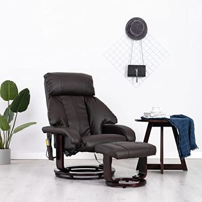 vidaXL Fauteuil de Massage TV Marron Similicuir