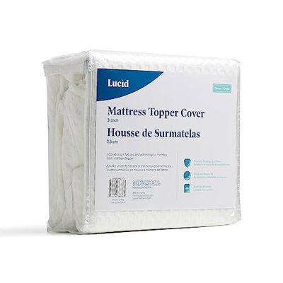 LUCID Housse Protection de Surmatelas – Douce et Respirante – Antidérapante, Lavable à la Machine (Surmatelas non Inclus) – 120 X 200 cm, 10 cm