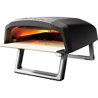 MasterPro Napoli BGMP-9169-BK-DE - Forno a gas portatile per cottura rapida fino a 500 °C | Pizze pronte in 60 secondi | Include borsa per il trasporto e lamiera in pietra, colore nero