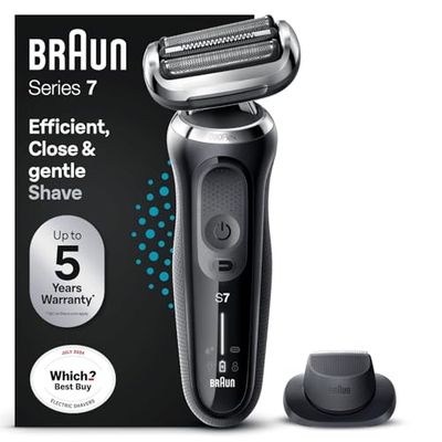 Braun Series 7 Electric Shaver for Men with Precision Trimmer, Wet and Dry, 100 Percent Waterproof, UK 2 Pin Plug, 70-N1200s, Silver Razor