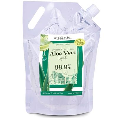 Aloe Vera Puro Liquido 100% Natural BIO: Hidratante, Calmante Y Reparador, Tónico y Limpiador Facial, After-Sun, Depilación y Afeitado, Serum Anti Edad. COSMÉTICA CASERA - 5000 ml