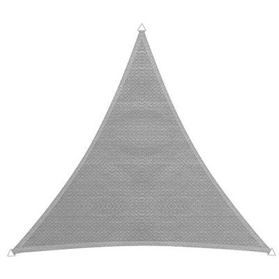 Windhager zeil luifel Capri driehoek 5 x 5 m (gelijkbenig), zonwering voor tuin en terras, UV-en weerbestendig, grijs, 10750