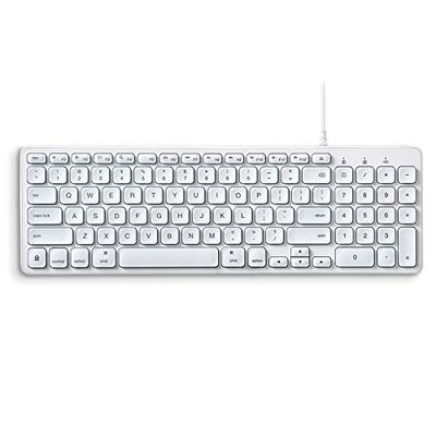 perixx PERIBOARD-333MW Clavier rétroéclairé Compact pour Mac avec câble - Touches Ciseaux Minces avec Grandes Lettres - LED Blanche - Disposition QWERTY US English