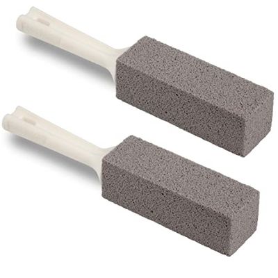 Cleaning Block WC, piedra limpiadora de inodoros con mango, gris, 2 Unidad ( Paquete de 1)