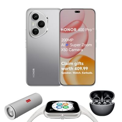 HONOR 400 Pro Unlocked 5G Smartphone, 200MP AI Super Zoom Camera,6.7 inch,12GB+512GB,5000nits Ultra Bright Display,IP69 Water Resistance,Dual SIM,Android 15,Lunar Grey