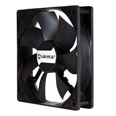 UNYKAch Ventilador 120 mm, Negro, 1800 RPM, 4 Pines, 7 Aspas para Armario Servidor Rack