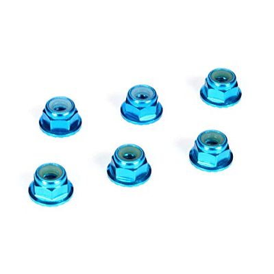 Team Losi Racing 4mm Aluminum Serrated Lock Nuts Blue 6 TLR336001 Parts