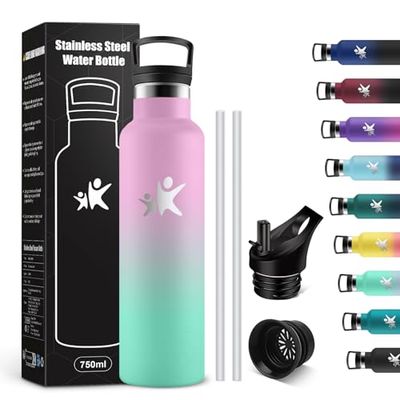 KollyKolla Borraccia Termica 750ml, Borraccia a Prova di Perdite, Facile Pulizia, senza BPA, Riutilizzabile, Borraccia con Cannuccia, Borraccia per Adulto, Campeggio, Ciclismo, Lavoro, Viaggio