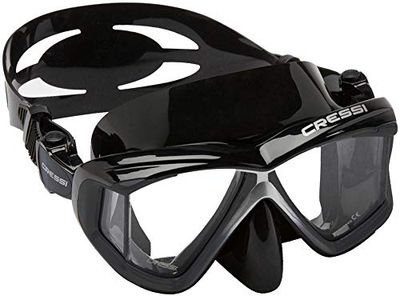 Cressi Liberty Quattro Mask Masque de plongée à Quatre Verres Adulte Unisexe, Noir/Graphite/Argent, Taille Unique